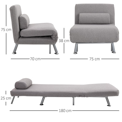 HOMCOM Adjustable Back Futon Sofa Chair - Grey--ChewyGames-ChewyGames