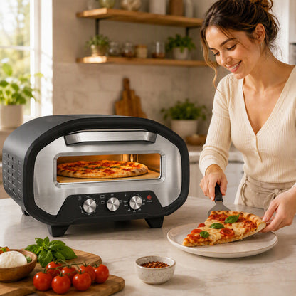 HOMCOM Electric Pizza Oven, Pizza Maker with 3 Knob Control and Ceramic Stone, Viewing Window, 2200W