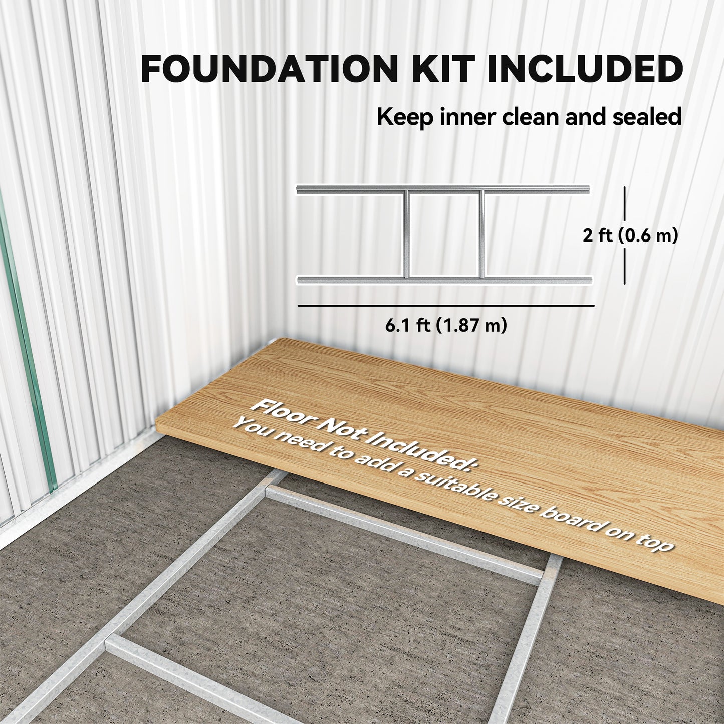 Outsunny 7 x 4ft Outdoor Storage Shed with Foundation Kit, Lean to Metal Garden Shed for Log, Rubbish Bin, Tool, Lawnmower, Bike, Patio and Lawn Use, Green
