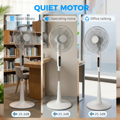 HOMCOM Three Mode Pedestal Fan, with Insect Repellant Box and LED Panel - White--ChewyGames-ChewyGames