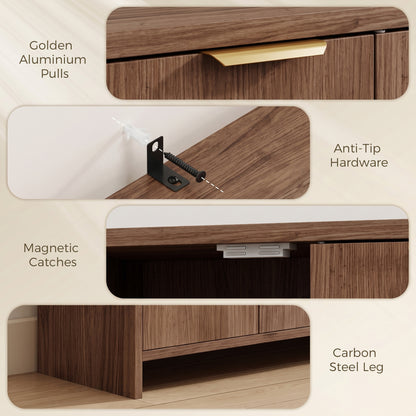 HOMCOM Sideboard Cabinet, Modern Storage Cabinet with 3 Doors and Adjustable Shelves for Living Room, Dining Room, Brown