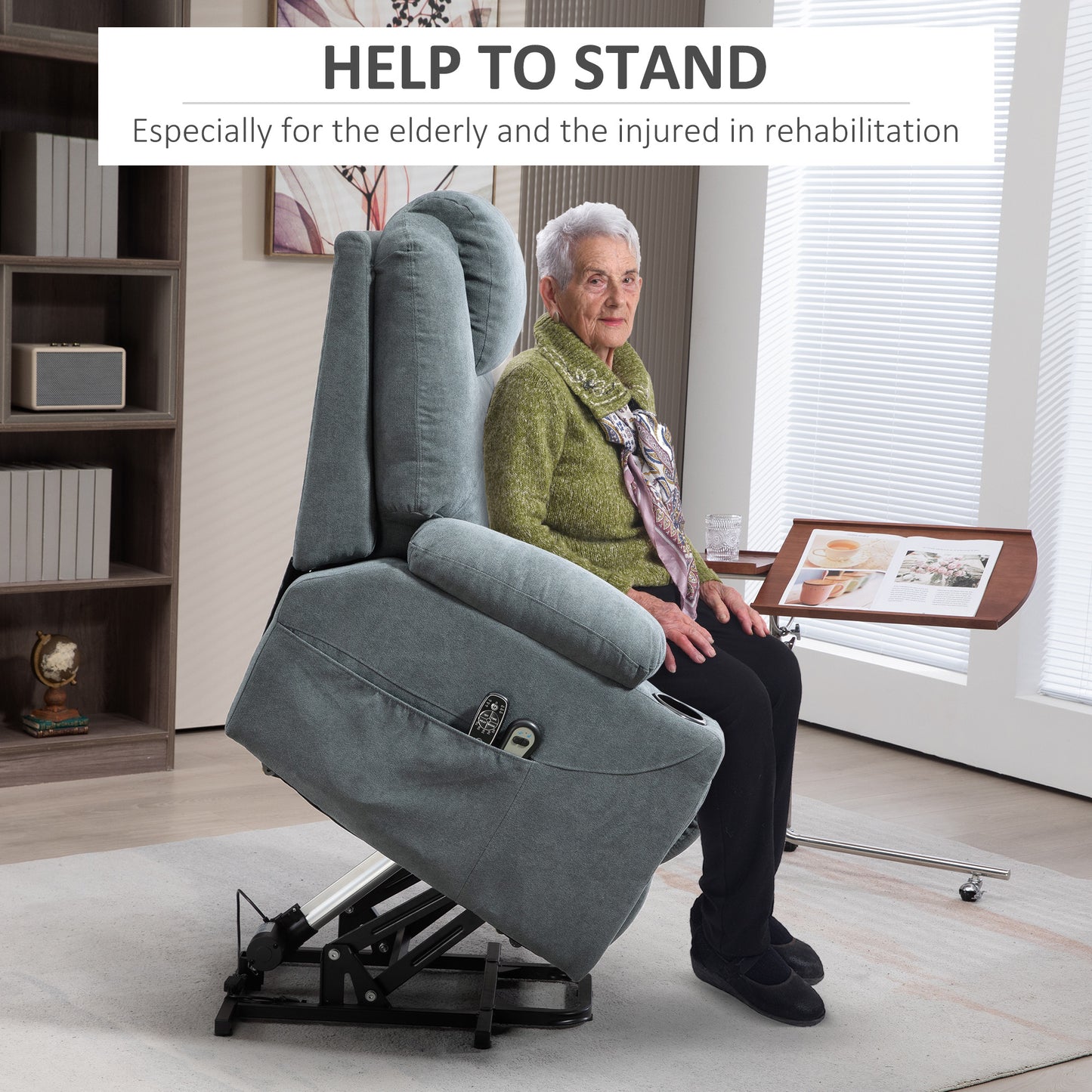 HOMCOM Power Lift Recliner Chair with Pocket Spring, Electric Lift Chair with Wide Backrest, Grey