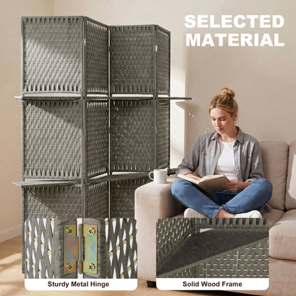 HOMCOM Wave Fibre Freestanding Folding Privacy Screen Panels, Room Divider, Grey