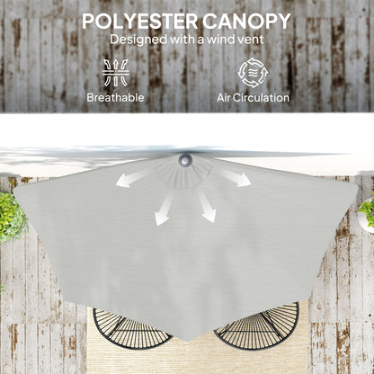 Outsunny Half Round Parasol Umbrella - Light Grey--ChewyGames-ChewyGames