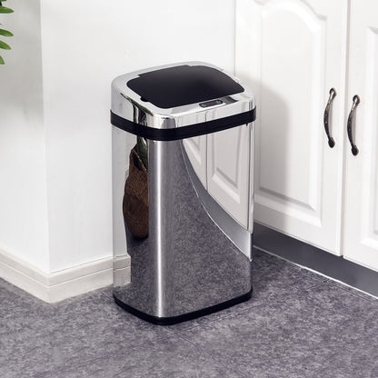 HOMCOM 30L Stainless Steel Motion Sensor Lid Bin - Silver Tone