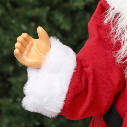 HOMCOM Life Size Santa Claus Christmas Decoration, Voice-Activated with Twinkling LED Lights, Red