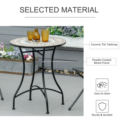 Outsunny Φ60cm Mosaic Outdoor Patio Table - Green