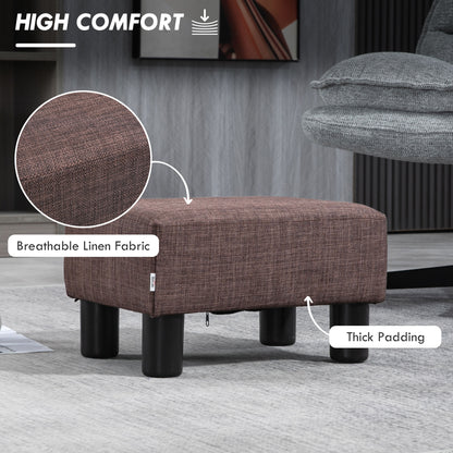 HOMCOM Linen Fabric Footstool Ottoman Cube with 4 Plastic Legs, Brown--ChewyGames-ChewyGames