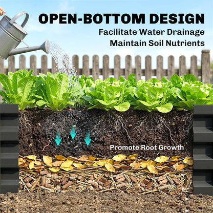 Outsunny Set of 2 Raised Beds for Garden, Galvanised Outdoor Planters for Herbs Vegetables, Use for Patio Balcony, Grey