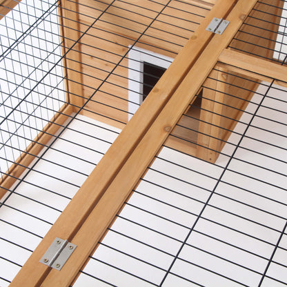 PawHut Rabbit Hutch Outdoor, Guinea Pig House, Bunny Run Cage with Openable Top for 1–2 Rabbits, 123 x 120 x 52cm, Yellow