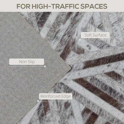 HOMCOM Modern Area Rug, Triangle Pattern Non-Slip Washable Rug, Chenille Floor Carpet for Living Room, Bedroom, Dining Room, Home Office, 230 x 160 cm, Brown