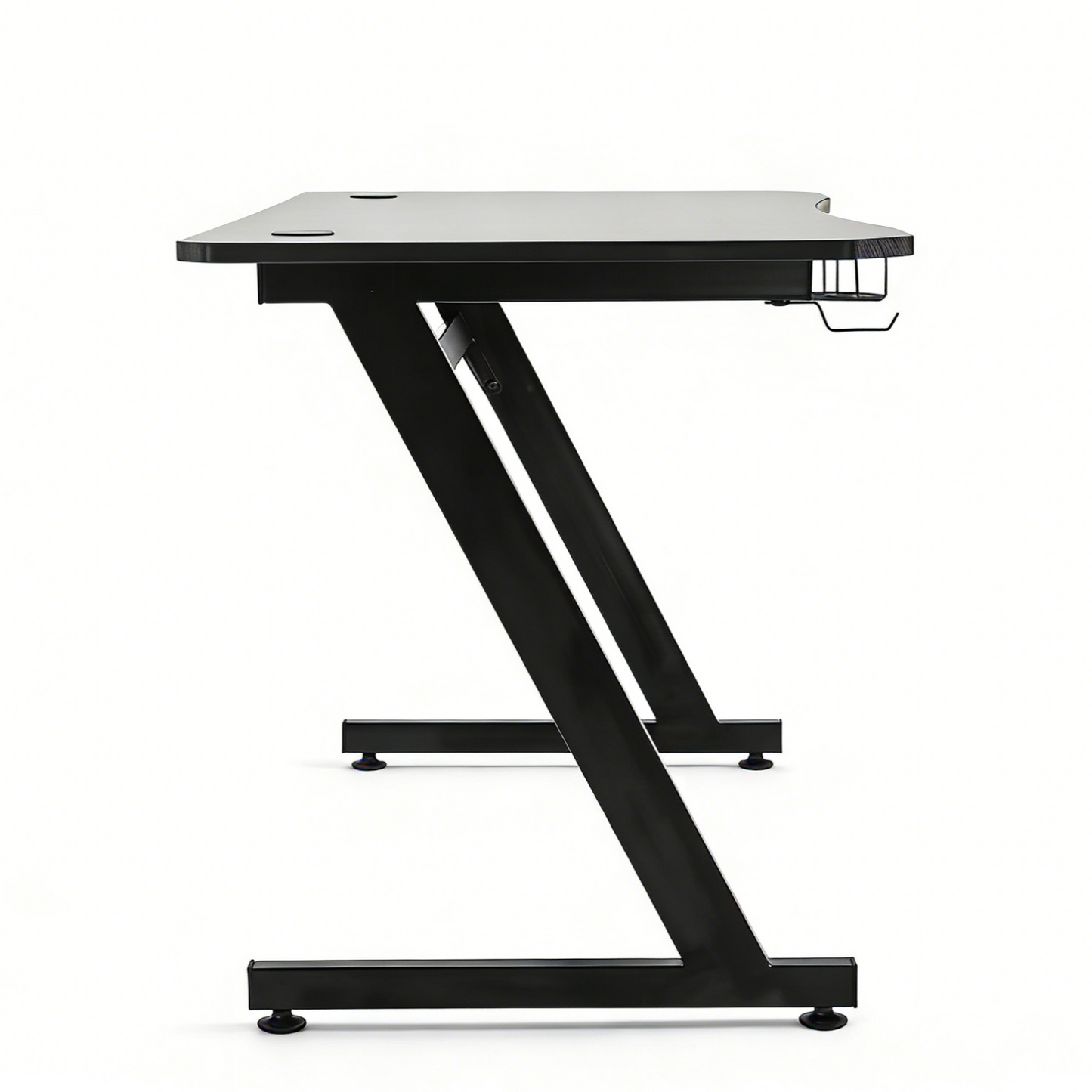HOMCOM Gaming Desk 120 x 65 cm Steel Frame with Cup Holder, Headphone Hook, Adjustable Feet and Cable Organiser, Home Office Computer Table, Black