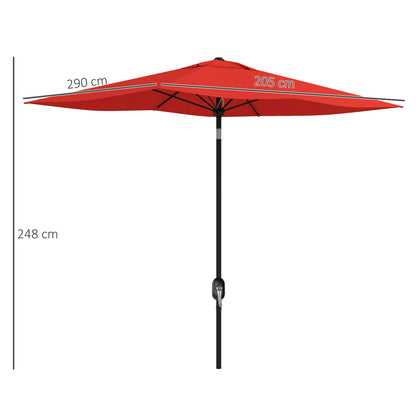 Outsunny 2 x 3 m Rectangular Parasol Umbrella - Red