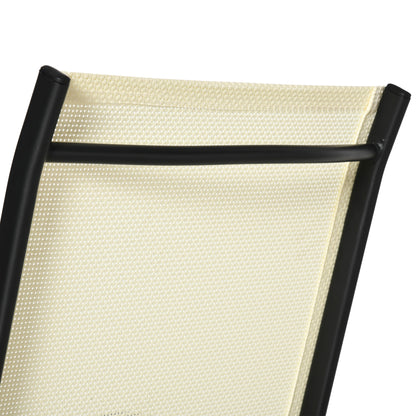 Outsunny Set of Two Folding Garden Chairs - Beige