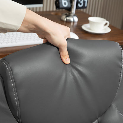 HOMCOM Faux Leather Office Chair. with Flip-Up Armrests - Charcoal Grey