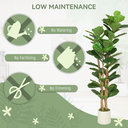 HOMCOM 150cm Artificial Fiddle Leaf Fig Tree - Green