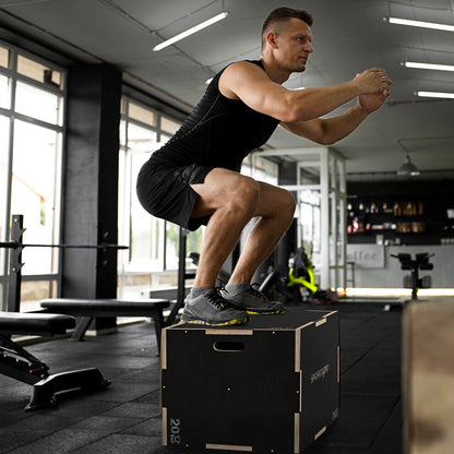 SPORTNOW Multi-Faceted Jump Box, Wooden Step Up Box, for Home, Gym, Exercise, 51/61/76cm- Black
