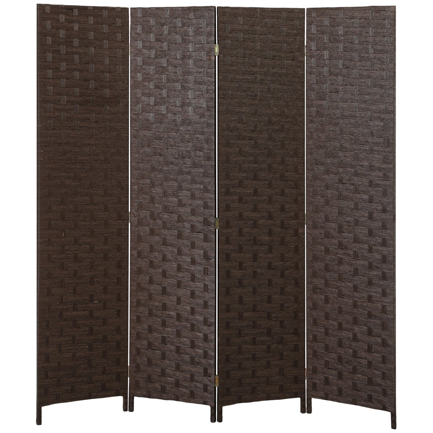HOMCOM Wave Fibre Freestanding Folding Privacy Screen Panels, Room Divider, Dark Brown