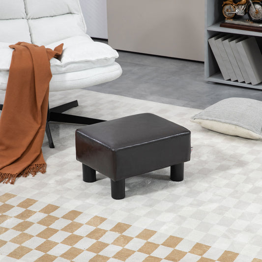 HOMCOM PU Leather Footstool Ottoman Cube with 4 Plastic Legs, Brown--ChewyGames-ChewyGames