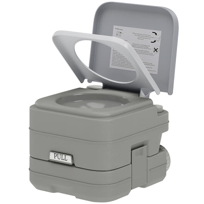 HOMCOM 10L Plastic Portable Toilet - Grey