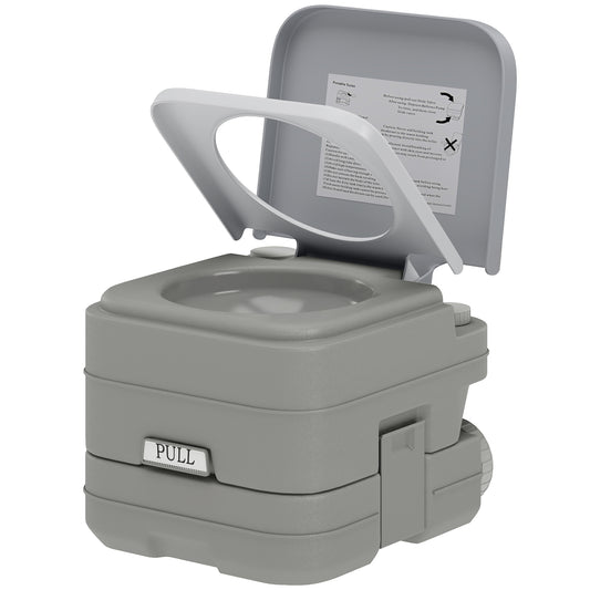 HOMCOM 10L Plastic Portable Toilet - Grey