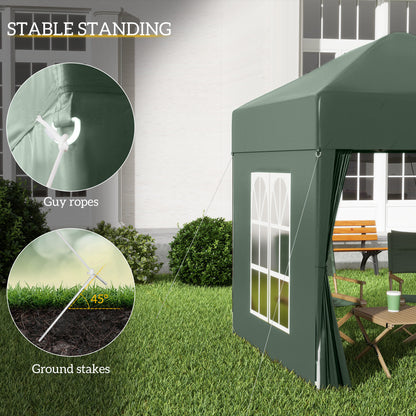 Outsunny 2 x 2 m Garden Pop Up Gazebo, Wedding Party Tent Marquee, Water Resistant Awning Canopy with Sidewalls, Windows, Carry Bag, Green--ChewyGames-ChewyGames