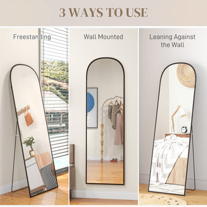 HOMCOM 162cm Aluminium Frame Standing Mirror - Black