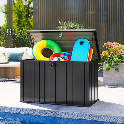 Outsunny 400L Galvanised Steel Garden Storage Box, Black