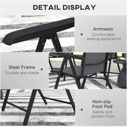 Outsunny Set of Four Folding Garden Chairs, with Seven-Position Adjustable Backs, Grey