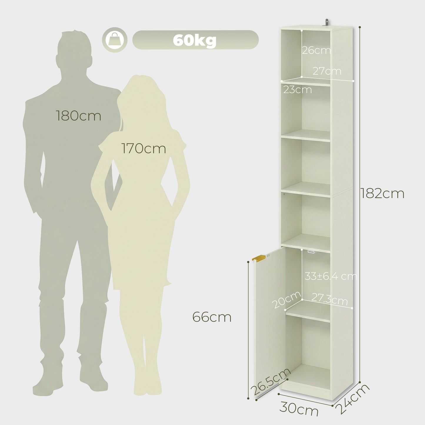 HOMCOM Bookcase Adjustable Shelf Bookshelf Anti-Tip Hardware 6-Tier Storage Cabinet Light Green