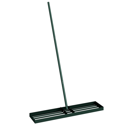 Outsunny Lawn Levelling Rake, 113 x 26 cm Lawn Leveller Lute with 169 cm Handle for Grass Soil Sand Yard Golf Course