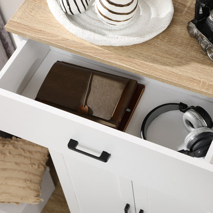 HOMCOM Sideboard, Nordic Storage Cabinet with Drawer, Doors and Open Countertop, Freestanding Kitchen Cupboard for Living Room, Dining Room, 130cm, White