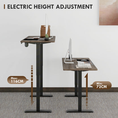 72-116cm Adjustable Electric Sit to Standing Desk with LED Display - Wood Black