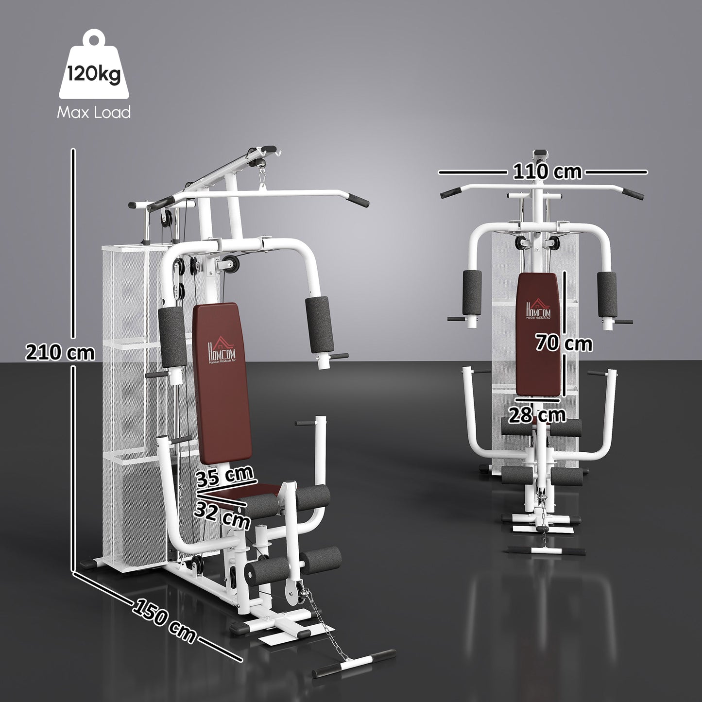 HOMCOM Home Multi Gym Large Multifunction Sturdy Strength Training Machine for Home Workout, White--ChewyGames-ChewyGames
