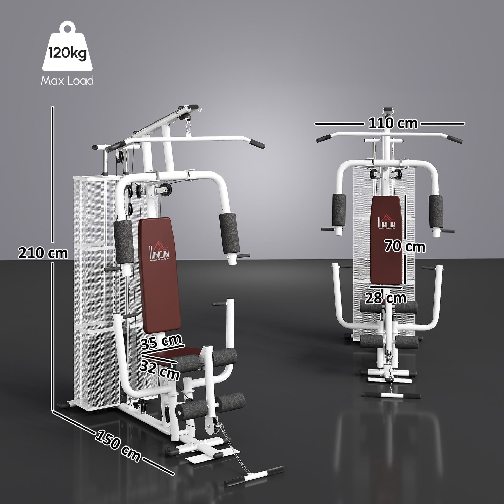 HOMCOM Home Multi Gym Large Multifunction Sturdy Strength Training Machine for Home Workout, White--ChewyGames-ChewyGames