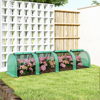 Outsunny 395  x 100 cm Low Tunnel Greenhouse - Green