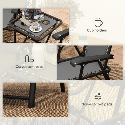 Outsunny Three-Piece Garden Table and Chair Set - Dark Grey--ChewyGames-ChewyGames