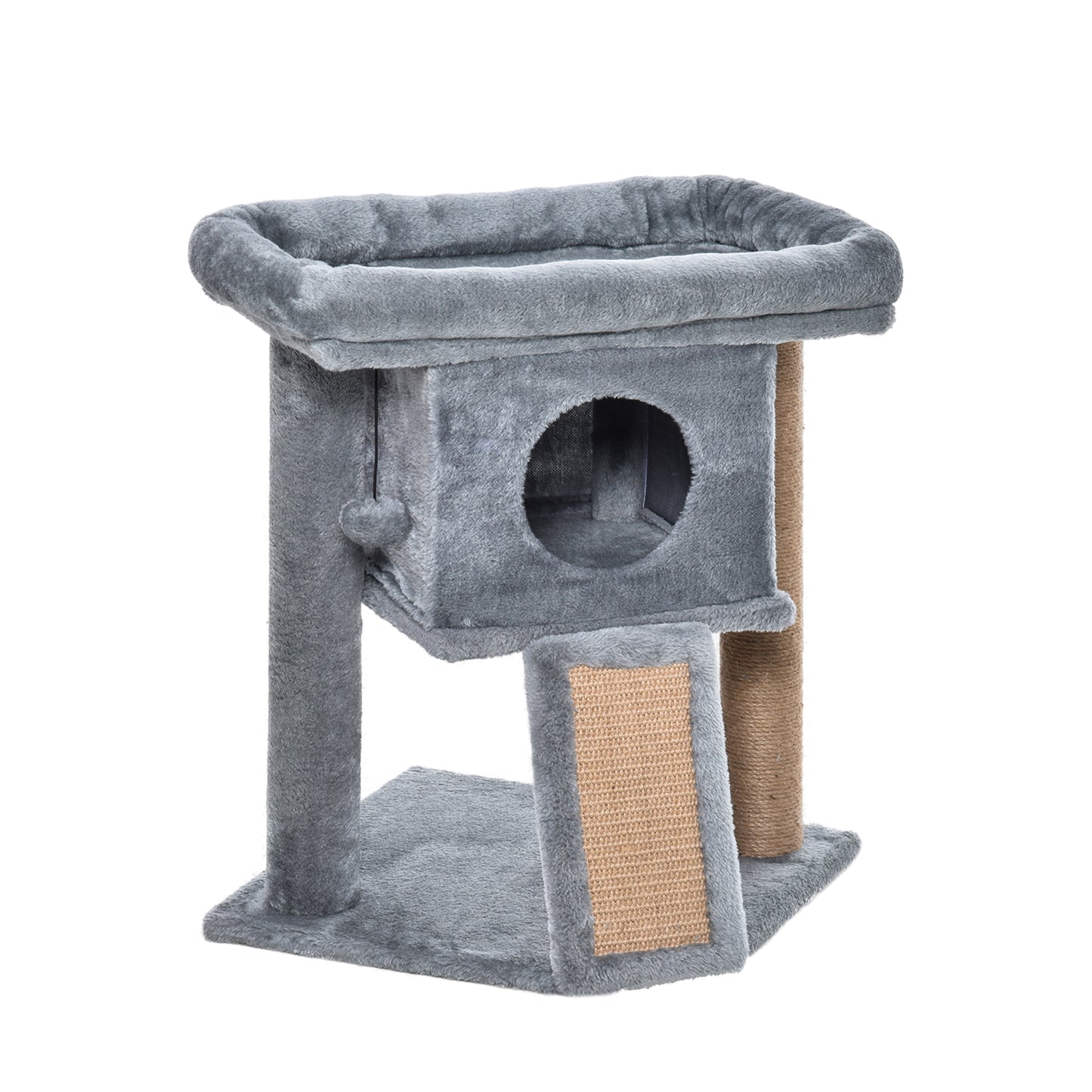 PawHut Cat Tree Tower for Indoor Cats Cat Scratching Post Climbing Activity Centre w/Jute Scratching Pad, Toy Ball, Cat House - Grey--ChewyGames-ChewyGames