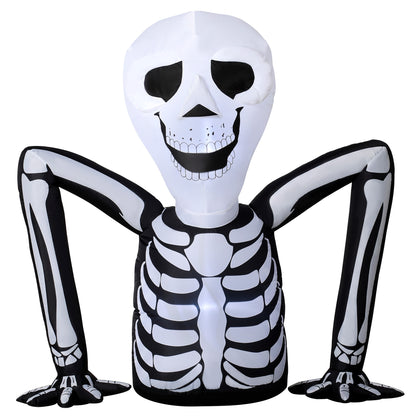 Outsunny Inflatable Ground Crawling Skeleton, Scary Halloween Decoration with Built-in LED Lights for Indoor Outdoor Decor