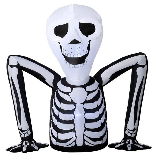 Outsunny Inflatable Ground Crawling Skeleton, Scary Halloween Decoration with Built-in LED Lights for Indoor Outdoor Decor