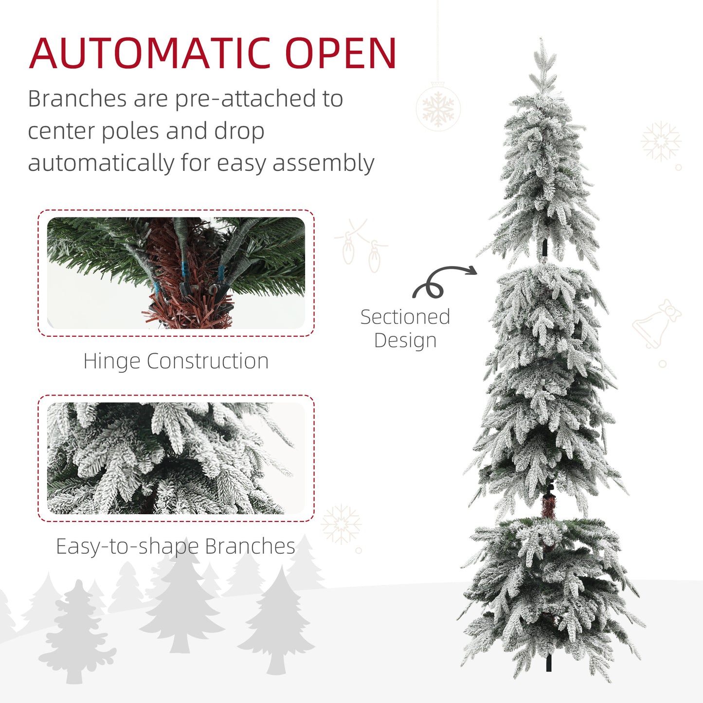 HOMCOM 7ft Snow-Covered Unlit Artificial Christmas Tree-Artificial Trees-ChewyGames-ChewyGames