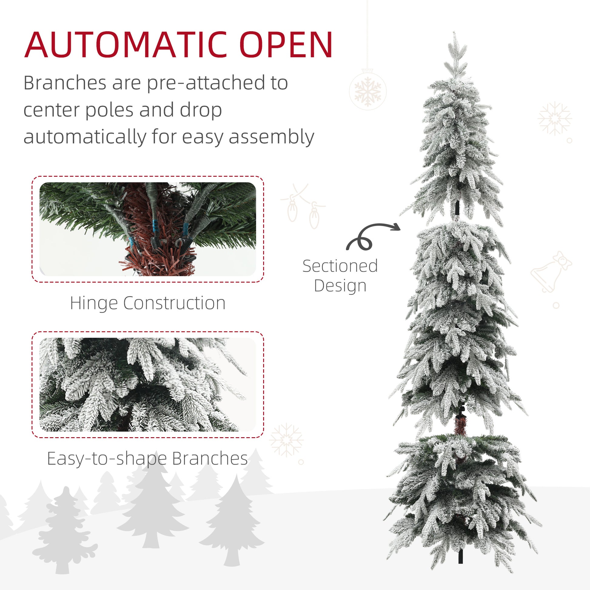 HOMCOM 7ft Snow-Covered Unlit Artificial Christmas Tree-Artificial Trees-ChewyGames-ChewyGames