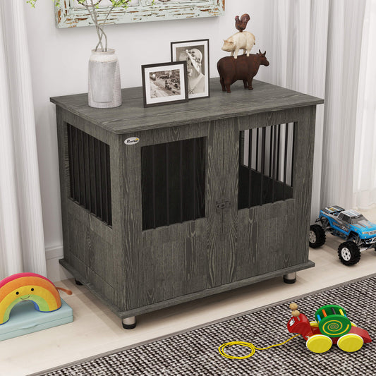 PawHut Dog Crate Table for Medium and Large Dogs with Magnetic Door for Indoor Use, 85 x 55 x 75 cm, Grey--ChewyGames-ChewyGames