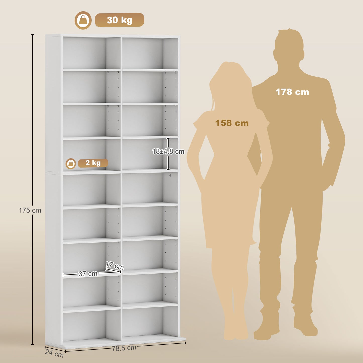 HOMCOM 640 CD Storage Tower - White