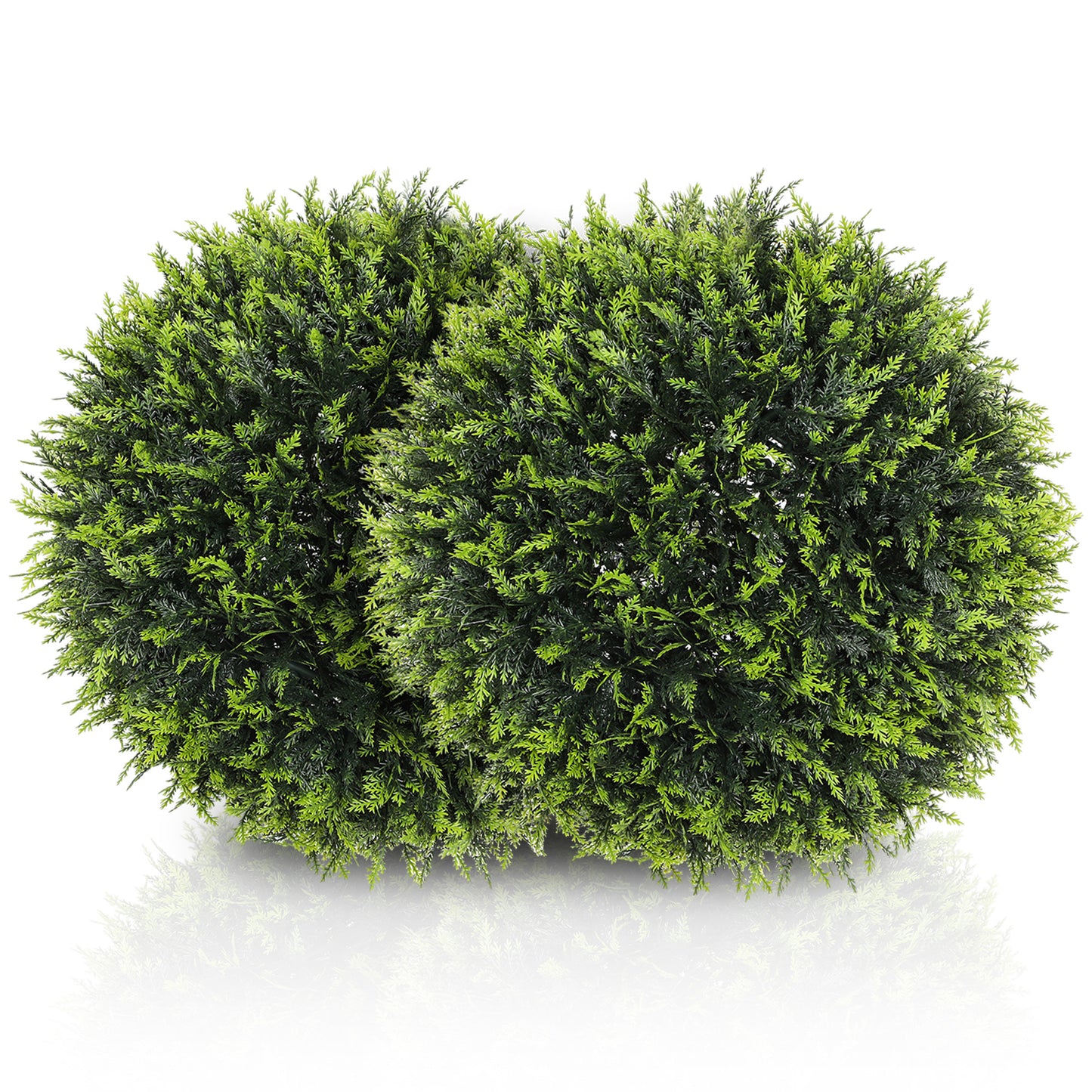 HOMCOM Set of 2 Artificial Plant Topiary Balls, UV-Protected Fake Decorative Plants, Faux Home Indoor Outdoor Decor, 45cm, Green