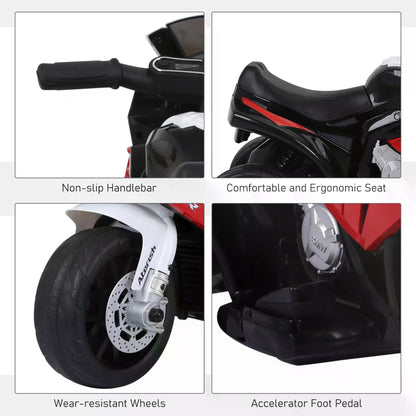 HOMCOM Electric Motorbike for Kids Ride on BMW Motorbike W/Headlights and Music, 6 V-Red