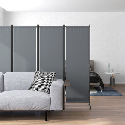 Outsunny 4 Panel Folding Room Divider, 1.7m Privacy Screen with Wide Feet, Portable Freestanding Metal Partition Separator for Office, Living Room, Bedroom, Dining Room, Dark Grey