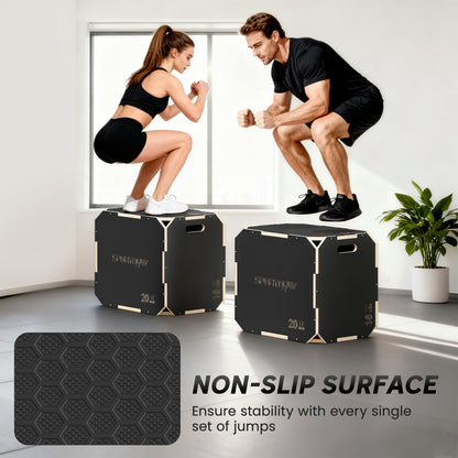 SPORTNOW Non-Slip Plyo Box, Corner-free Wooden Jump Box, 41 x 61 x 51 cm