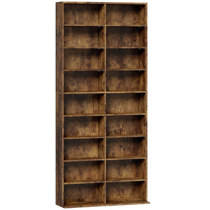 HOMCOM 640 CD Storage Tower - Rustic Brown