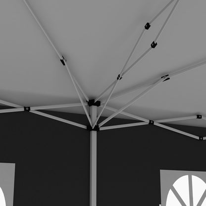 Outsunny 3 x 6 m Pop Up Gazebo with Sides and Windows, Height Adjustable Wedding Camping Party Tent Canopy Marquee with Storage Bag for Garden, Event, Black